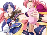  2girls ahegao artificial_vagina blue_hair breasts charachter_request futanari handjob long_hair mori_ranmaru_(sengoku_collection) multiple_girls oda_nobunaga_(sengoku_collection) penis pink_hair pubic_hair r44 ribbon sengoku_collection torn_clothes 