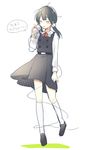  bad_id bad_pixiv_id black_hair closed_eyes kitashirakawa_tamako kneehighs long_hair low_twintails school_uniform socks string_phone suzuki_yui tamako_love_story tamako_market twintails 