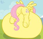  anus belly_expansion blyzzarde cutie_mark equine female fluttershy_(mlp) friendship_is_magic fur horse inflation mammal my_little_pony pegasus pony pussy solo wings yellow_fur 
