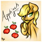  applejack_(mlp) blonde_hair english_text ep777 equine female freckles friendship_is_magic fur green_eyes hair horse looking_at_viewer mammal my_little_pony orange_fur pony solo text 