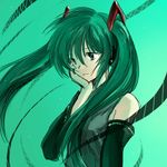  detached_sleeves green_eyes green_hair hatsune_miku long_hair onimaru_gonpei solo twintails vocaloid 