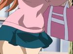  animated animated_gif bag bakunyuu_maid_gari bouncing_breasts breasts brown_hair cleavage closed_eyes covered_nipples huge_breasts long_hair lowres miyori_ai mogudan running shopping_bag skirt solo waving 