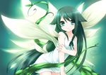  black_hair green_eyes plant saya saya_no_uta solo usashiro_mani vines wings 