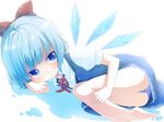  bad_id bad_pixiv_id barefoot blue_eyes blue_hair bow cirno fetal_position hair_bow hands hase_neet lying panties ribbon short_hair solo striped striped_panties touhou underwear wings 