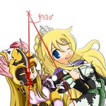  :p bad_id bad_pixiv_id blonde_hair blue_eyes knights_in_the_nightmare long_hair maria_(knights_in_the_nightmare) multiple_girls musaisyoku one_eye_closed tiara tongue tongue_out valkyrie very_long_hair yellow_eyes yggdra_union yggdra_yuril_artwaltz 