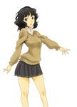  absurdres amagami black_eyes black_hair grey_skirt highres kibito_high_school_uniform long_sleeves mas messy_hair pleated_skirt school_uniform skirt solo sweater tanamachi_kaoru 