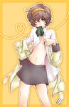  ashford_academy_uniform bad_id bad_pixiv_id brown_hair code_geass crossdressing green_eyes hairband kururugi_suzaku male_focus muu school_uniform short_hair skirt solo undressing 