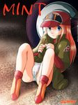  bad_id bad_pixiv_id baseball_cap blue_eyes boots child e.t. hat kikou_souseiki_mospeada military_jacket mint_labule mospeada orange_hair panties pantyshot pantyshot_(sitting) partially_visible_vulva sitting solo tire underwear white_panties zummy 