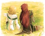  1girl asch blonde_hair couple good_end hanon_(nonty) hetero holding_hands long_hair natalia_luzu_kimlasca_lanvaldear red_hair short_hair surcoat tales_of_(series) tales_of_the_abyss 