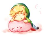  artist_request blonde_hair hat kirby kirby_(series) link lowres sleeping super_smash_bros. the_legend_of_zelda toon_link 