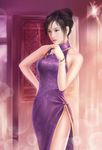  artist_request black_hair bracelet china_dress chinese_clothes copyright_request dress jewelry ring side_slit solo 