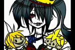  alice_human_sacrifice black_hair blond_hair blonde_hair blue_rose crown flower kagamine_len kagamine_rin little_dream lowres red_eyes rose vocaloid 