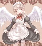  bad_id bad_pixiv_id blonde_hair closed_eyes collar maid original smile solo wings yuyuzuki_(yume_usagi) 
