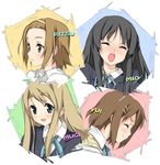  akiyama_mio black_hair blush brown_hair embarrassed happy hirasawa_yui k-on! kantoku kotobuki_tsumugi long_hair multiple_girls school_uniform short_hair smile tainaka_ritsu 