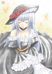  bad_id bad_pixiv_id closed_eyes dress frills hat hime_cut long_hair pengin_guriko ribbon sash silver_hair solo umineko_no_naku_koro_ni virgilia 