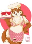  &lt;3 alpha_channel apron bra brown_eyes cake chef_hat cherry chest_tuft chubby clothed clothing cuddly cupcake cute female food fur hand_on_hip icing lace mammal navel pandaren plain_background polka_dots red_panda shammyshan smile transparent_background tuft underwear video_games warcraft world_of_warcraft 