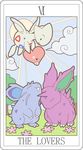  card couple english_text female feral flower flying group luvdisc luvdisk male miji nidorina nidorino nintendo outside pok&#233;mon pok&eacute;mon sun tarot_card text togetic unknown_artist video_games 