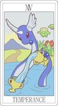  card cup dragonair english_text feral group miji mountain nintendo outside pok&#233;mon pok&eacute;mon skiploom tarot_card text unknown_artist video_games water 