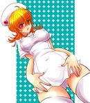  alternate_costume blonde_hair blush breasts covered_navel covered_nipples dress green_eyes hat heterochromia hgoyan katina_tarask medium_breasts nurse nurse_cap panties pantyshot purple_eyes short_dress solo super_robot_wars super_robot_wars_original_generation thighhighs underwear white_dress white_legwear white_panties 