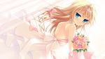  blonde_hair blue_eyes bow flowers game_cg kitami_karen long_hair momoiro_seiheki_kaihou_sengen! rinka_(yuyutei) tiara wedding_attire 