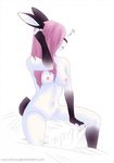  breasts female fur hair kitsunebi lagomorph mammal nipples nude pink_hair rabbit solo spread_legs spreading white_fur 