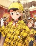  ;) artist_request brown_eyes brown_hair cabbie_hat capelet deerstalker detective futami_ami futami_mami gloves goggles goggles_on_head hat holding holding_pipe idolmaster idolmaster_(classic) idolmaster_million_live! magnifying_glass multiple_girls official_art one_eye_closed pipe side_ponytail smile white_gloves 