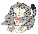  abs anthro balls biceps body_markings chinese cum dreamworks erection feline fur hindpaw kung_fu_panda leopard male mammal markings muscles nude paws pecs penis snow_leopard tai_lung taoren tongue tongue_out 