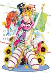  bad_id bad_pixiv_id blonde_hair bubble caesar_anthonio_zeppeli character_name dated facial_mark feathers fingerless_gloves flag flower gloves green_eyes hair_feathers happy_birthday headband jojo_no_kimyou_na_bouken male_focus one_eye_closed pants red_stone_of_aja sakaumi scarf solo striped striped_pants sunflower 