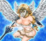  areola_slip areolae blonde_hair blue_eyes bra elysium mask miniskirt skirt solo soulcalibur soulcalibur_v underwear 