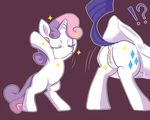  anus aosion butt cub cutie_mark dress duo edit equine eyes_closed female feral friendship_is_magic fur hair horn horse lifting mammal my_little_pony panties plain_background pony purple_background pussy rarity_(mlp) sibling sisters skirt standing sweetie_belle_(mlp) two_tone_hair underwear unicorn white_fur young 