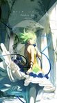  adapted_costume arcade_(architecture) bad_id bad_pixiv_id bare_arms bare_shoulders blue_flower blue_rose fancybetty flower green_eyes green_hair komeiji_koishi looking_at_viewer looking_back ribbon rose shirt skirt sleeveless sleeveless_shirt solo third_eye touhou wind wrist_ribbon 
