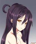  bad_id bad_pixiv_id black_hair breasts izanami_(p&amp;d) kuro_(kuronell) long_hair lowres medium_breasts out-of-frame_censoring puzzle_&amp;_dragons solo topless yellow_eyes 