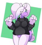  4_fingers blouse blue_eyes breasts female feral goodra happy long_sleeves looking_at_viewer maude_boucher nintendo one_eye_closed pok&#233;mon pok&eacute;mon rockmanzxadvent solo video_games wink 