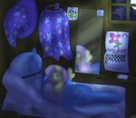  blanket blue_fur blue_hair calendar cape cutie_mark equine female fluttershy_(mlp) friendship_is_magic fur hair hat horn horse inside lamiaaaa mammal mirror my_little_pony night pillow plushie pony sleep_mask sleeping solo trixie_(mlp) twilight_sparkle_(mlp) two_tone_hair unicorn window wizard_hat 