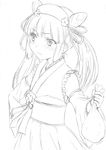  blush greyscale long_hair monochrome simple_background sketch solo umi_koromo white_background 