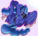  2014 absurd_res anus blue_eyes blue_fur blue_hair edit equine female friendship_is_magic fur hair half-closed_eyes hi_res horn legs_up looking_at_viewer mammal my_little_pony penis princess_luna_(mlp) pussy saurian_(artist) solo tongue tongue_out winged_unicorn wings 