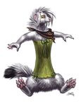  ambiguous_gender bandanna corset fur hair mammal mustelid sabretoothed_ermine solo weasel white_fur white_hair yellow_eyes 