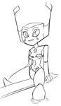  android bikini black_and_white breasts clothed clothing female lips looking_at_viewer machine monochrome my_life_as_a_teenage_robot nickelodeon not_furry partially_submerged robot simple_background skimpy solo straddling swimwear vega_(my_life_as_a_teenage_robot) velenor water white_background 