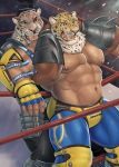  2019 abs adios animal_head armor_king biceps clothed clothing fangs feline human jaguar king_(tekken) male mammal mask muscular muscular_male nipples open_mouth pantherine pecs spots teeth tekken topless video_games wrestler 