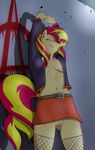  anarchy anthro belt blush breasts clitoris equestria_girls equine eyes_closed female fingers fishnet friendship_is_magic fur hair hands horn horse leather_jacket mammal matimus91 my_little_pony navel pony pussy skirt smile solo stretching sunset_shimmer_(eg) two_tone_hair unicorn 