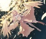  boots elbow_gloves feathers halo jibril kneehighs la-na long_hair no_game_no_life orange_hair pink_hair thighhighs wings 