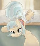  bedroom blue_eyes blue_hair clothing coco_pommel_(mlp) cutie_mark diaper equine female first_person_view friendship_is_magic fur hair hooves horse looking_at_viewer mammal my_little_pony on_bed pony smile solo 