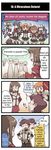  1boy 4koma 6+girls :3 =_= ^_^ afterimage ahoge arms_up artist_request bangs belt black_hair blue_hair blunt_bangs bow brown_hair carrying choker class_of_heroes clenched_hand clenched_hands closed_eyes collar comic dwarf_(totomono) english fairy fairy_(totomono) fairy_wings felpurr furry glasses goggles goggles_on_head green_eyes green_hair hair_ornament hand_on_hip hands_on_hips hard_translated highres human_(totomono) jewelry ken_to_mahou_to_gakuen_mono khulaz lineup long_hair minigirl multiple_girls necklace o_o official_art open_mouth orange_eyes orange_hair pink_eyes pleated_skirt pointy_ears school_uniform skirt smile standing tail thighhighs translated twintails wings zettai_ryouiki 