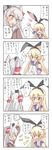  &gt;_&lt; 4koma amatsukaze_(kantai_collection) beize_(garbage) blonde_hair closed_eyes comic dress elbow_gloves gloves hairband highres kantai_collection long_hair multiple_girls sailor_dress school_uniform serafuku shimakaze_(kantai_collection) silver_hair thighhighs translated two_side_up 