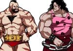  beard black_hair chest_hair curly_hair facial_hair hugo_andore makai male_focus mohawk multiple_boys muscle shirtless side-by-side stare_down street_fighter street_fighter_iv_(series) zangief 