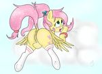  blue_eyes blush clitoris cloud equine feathers female fluttershy_(mlp) friendship_is_magic fur hair hairclip hooves horse long_hair lying mammal masturbation my_little_pony on_front open_mouth pegasus pink_hair pony ponytail pussy pussy_juice raised_tail silveronekunai socks solo tongue tongue_out wings wristband yellow_fur 