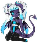  clothing collar demon ellis female horn not_furry one_eye_closed piercing pigtails skimpy solo wings wink xenthyl 