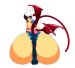  1boy androgynous anus ass black_hair blue_eyes blue_hair blush bulge camisole candy_(darthsaburou) dark_skin darthsaburou demon_boy demon_tail demon_wings from_behind huge_ass looking_back male male_focus multicolored_hair partially_visible_anus pov_ass red_hair short_hair short_shorts shorts simple_background solo striped tail testicles trap white_background white_hair wings 