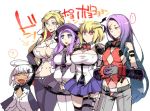  5girls blonde_hair blue_eyes breasts claire_victorious cleavage god_eater god_eater_3 hilda_henriquez large_breasts long_hair lulu_baran monocle multiple_girls short_hair tagme 