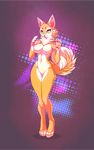  amber_eyes big_breasts black_nose blonde_hair breasts canine cashew chest_tuft claws dog female fur hair hindpaw looking_at_viewer mammal navel pawpads paws pink_pawpads short_hair sif smile solo standing thighs tongue tongue_out tuft white_fur wide_hips yellow_fur 